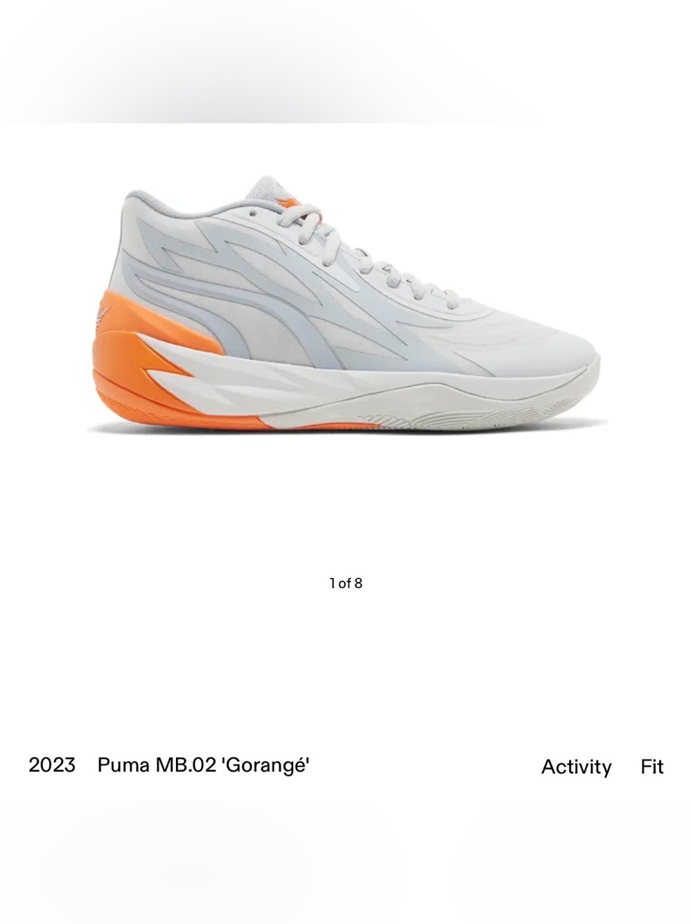 Puma Men's MB.02
LaMelo Ball 'Gorange' sneakers in white and orange